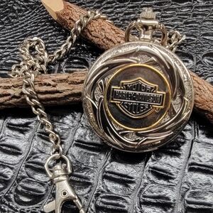 Harley-Davidson Silver and Gold Pocket Watch
